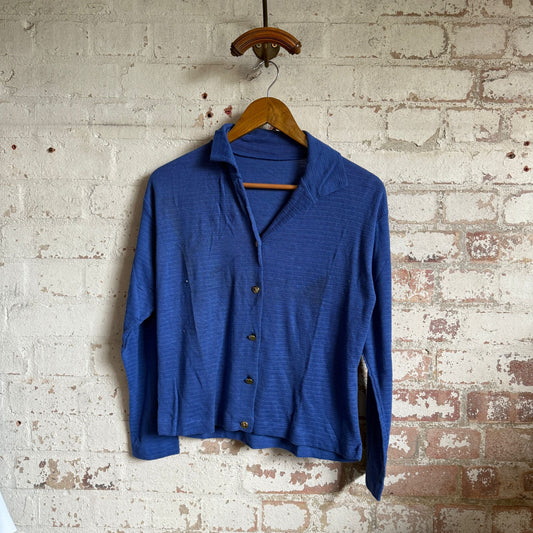1960s Blue Button Cardigan Shirt