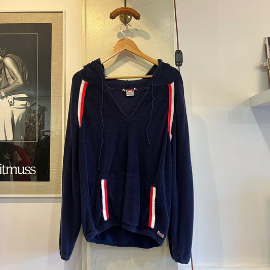 1990s Navy Towelling Marlboro Hoodie Jumper
