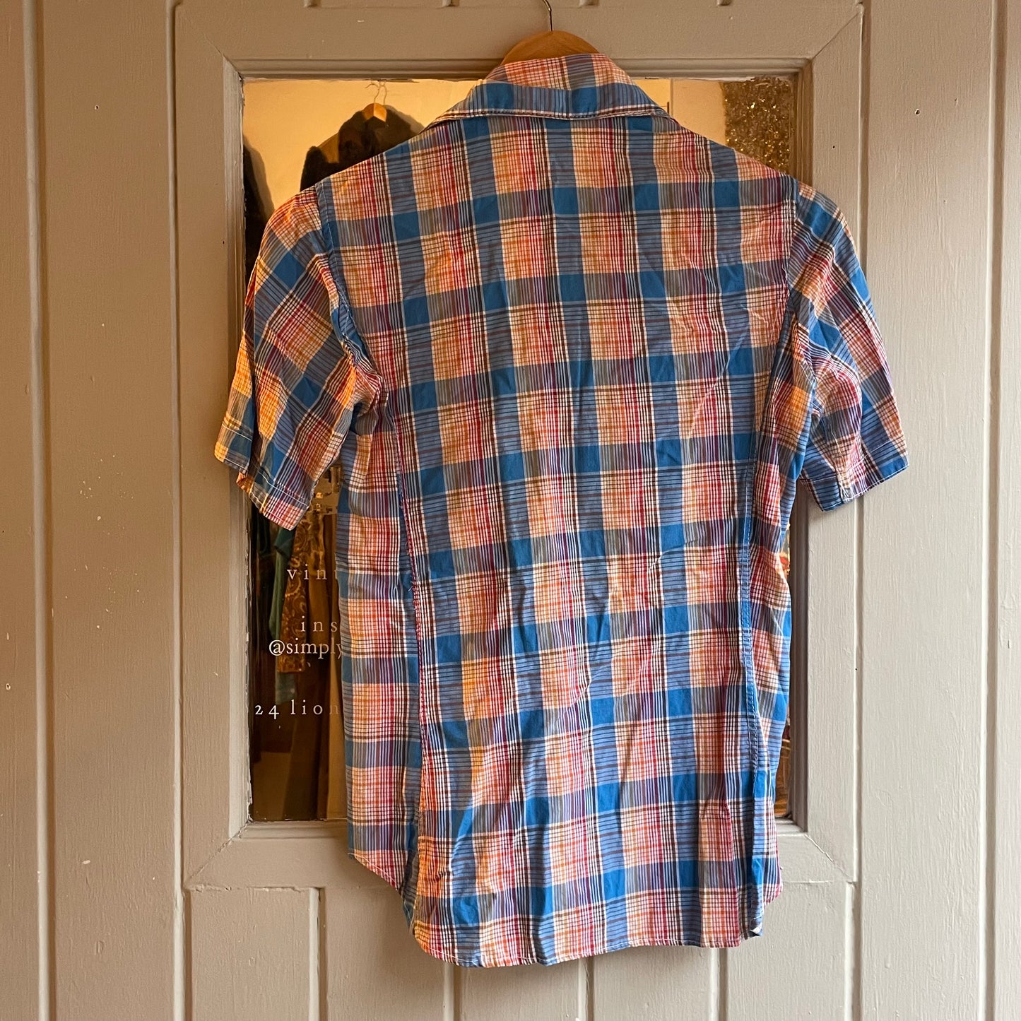 1970s Pink and Blue Flannel Checkered Shirt