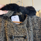 1960s Black and White Wool Long Double Breasted Coat