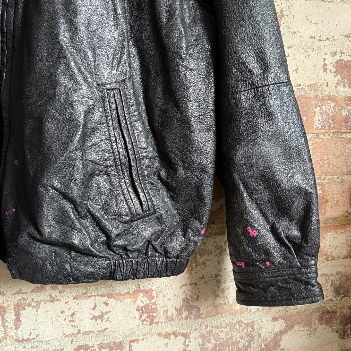 1990s Black Leather Bronx Zip Jacket