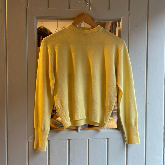 1950s Yellow Ribbed British Knitted Jumper