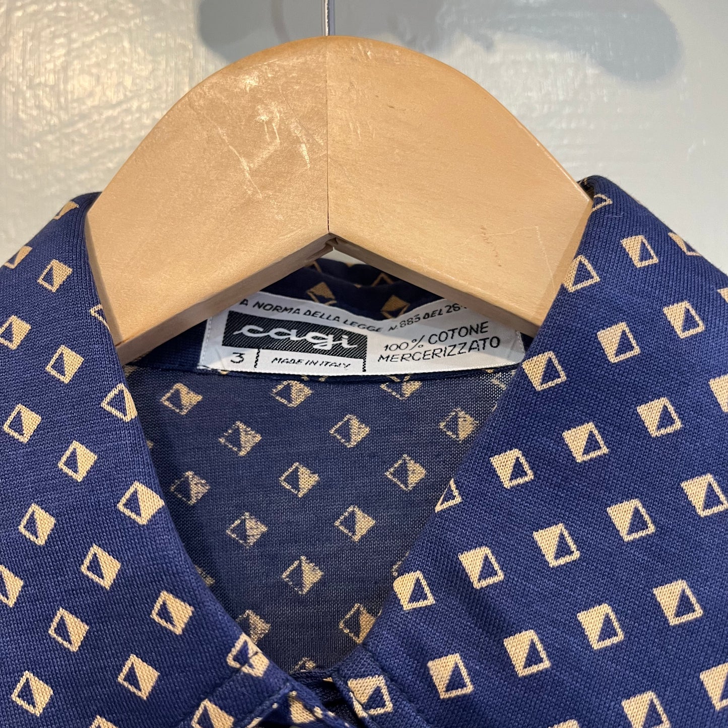 1970s Patterned Dagger Collar Shirt