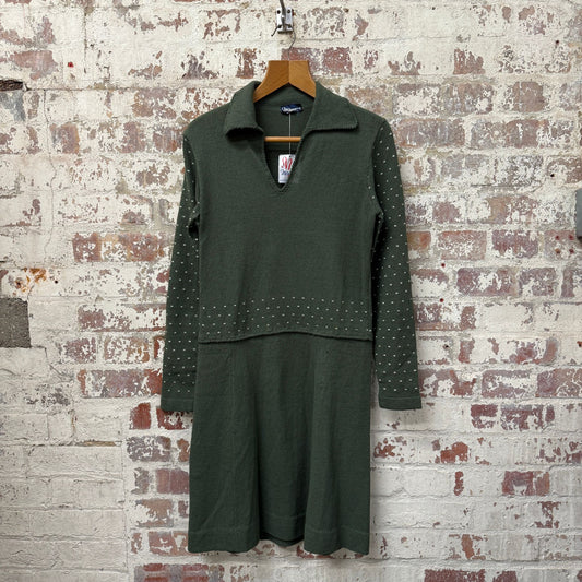 1970s Italian Knitted Green Dress
