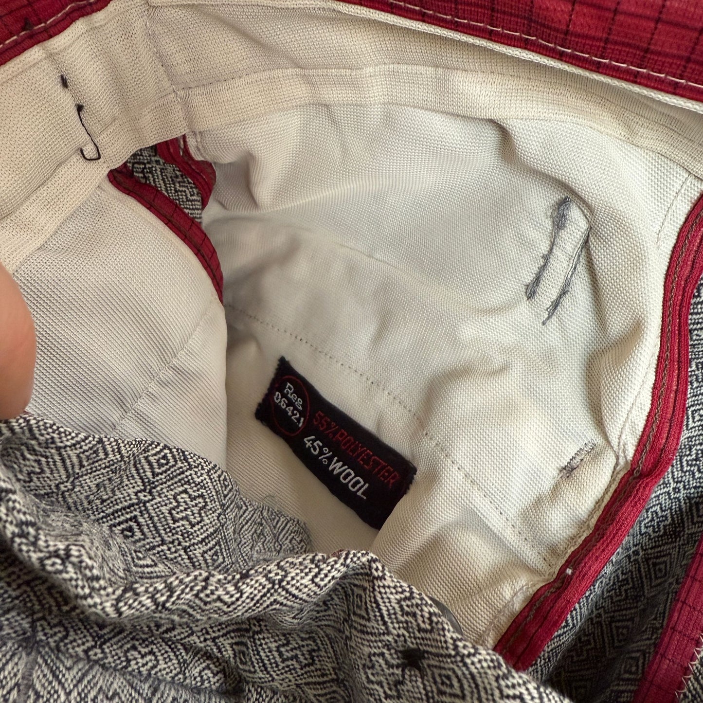 Grey 1970’s Patterned Chino Flared Trousers