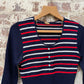 1970s Navy Striped Knitted Long Sleeve Top