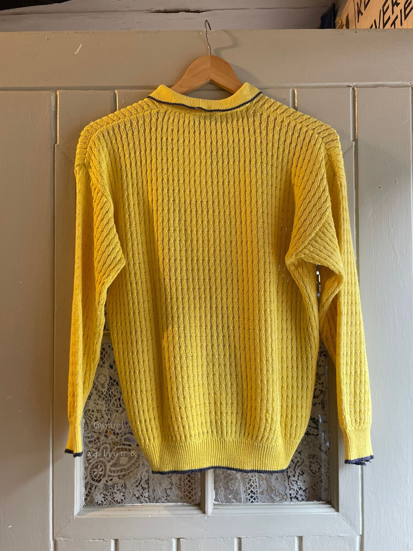 1970s Yellow Knitted Italian Polo Shirt Jumper