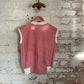 1970s Red Striped Cotton Button Cardigan Vest Top