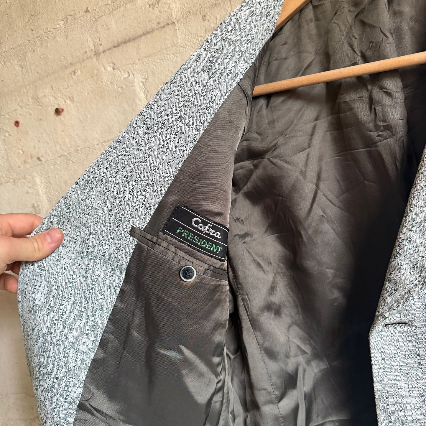 1970s Grey Italian Patterned Suit Blazer jacket