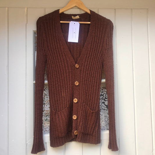 1970s Italian Brown Knitted Button cardigan Jumper