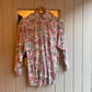 1980s Pink Floral Button Up Shirt Blouse