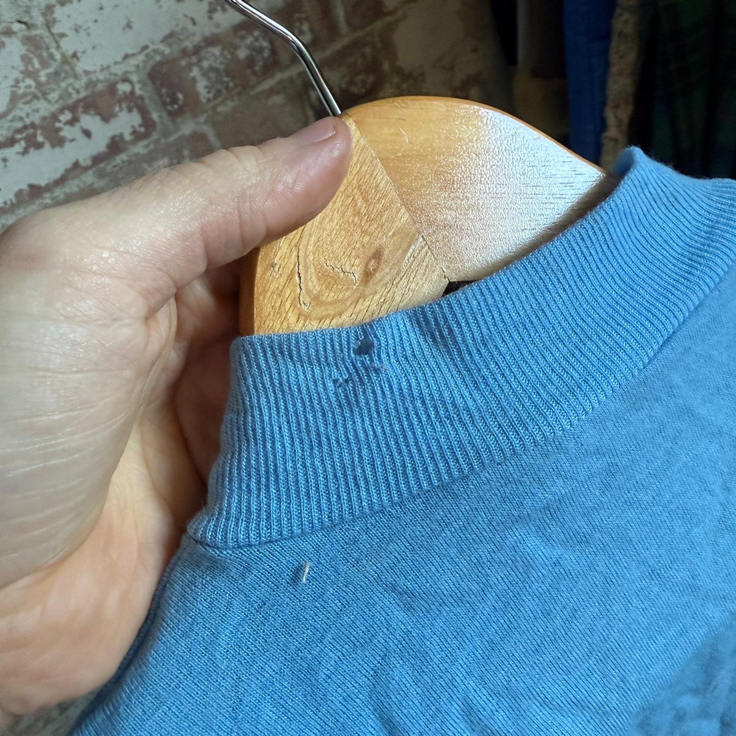 1950s Baby Blue V Neck Top Blouse