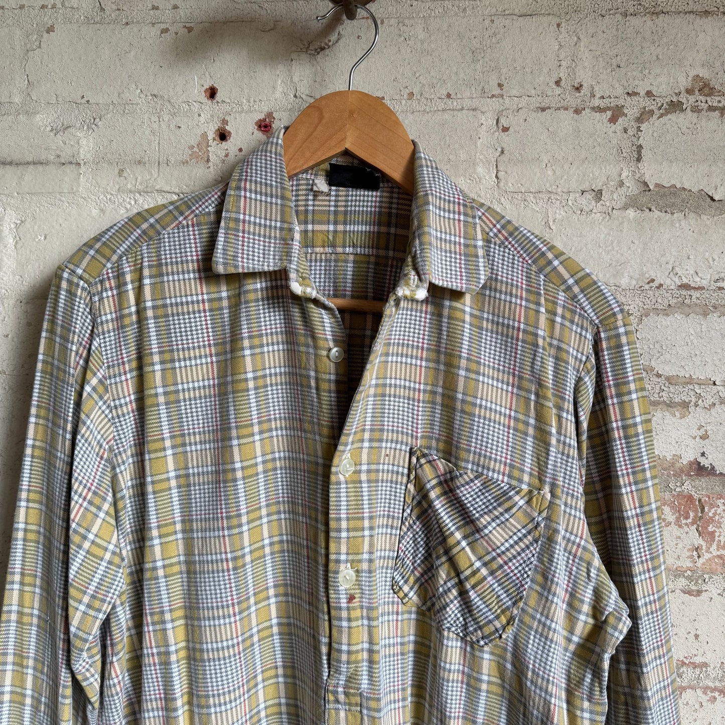 1960s Beige Checkered German Work Shirt