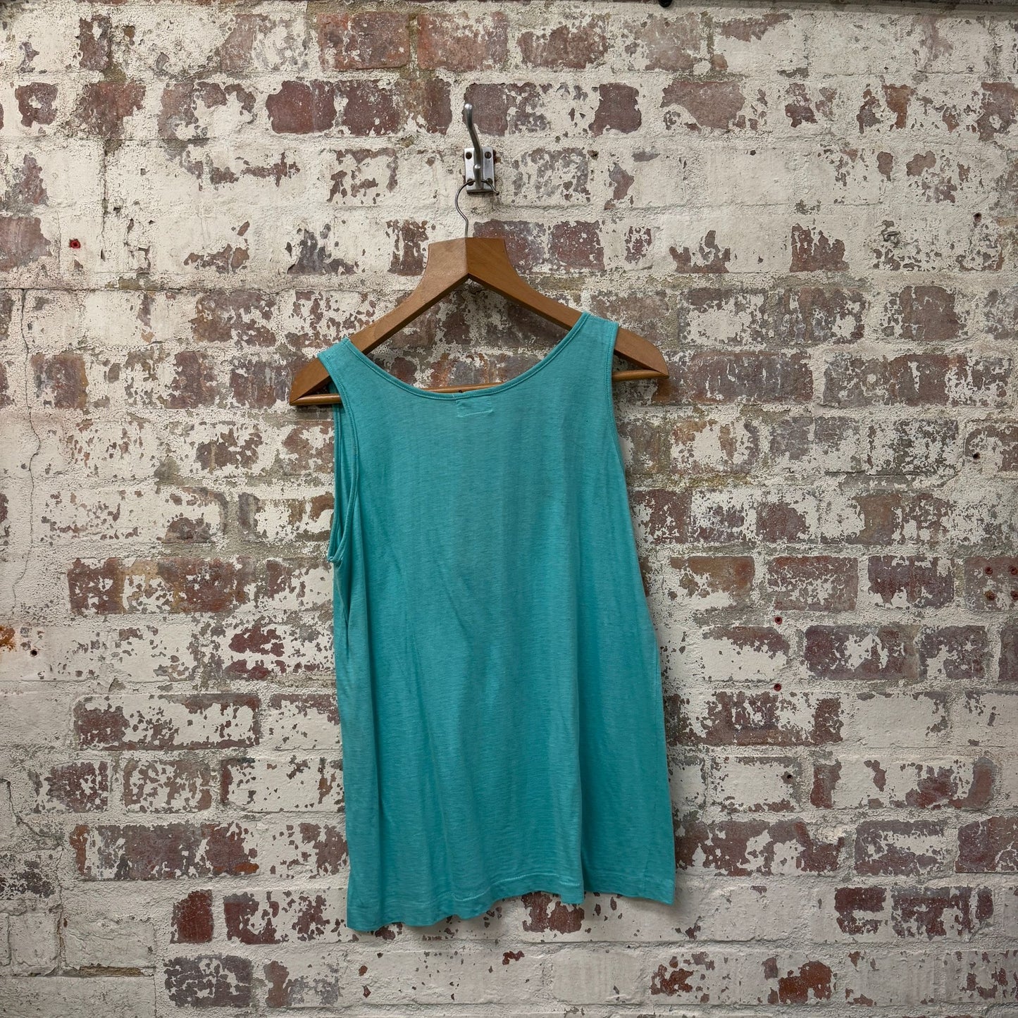 1970s Turquoise Blank Cotton Vest