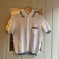 1970s White Netting Waffle Polo Shirt Top