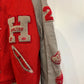 1970s Red and Grey Leather Varsity College Bomber Jacket