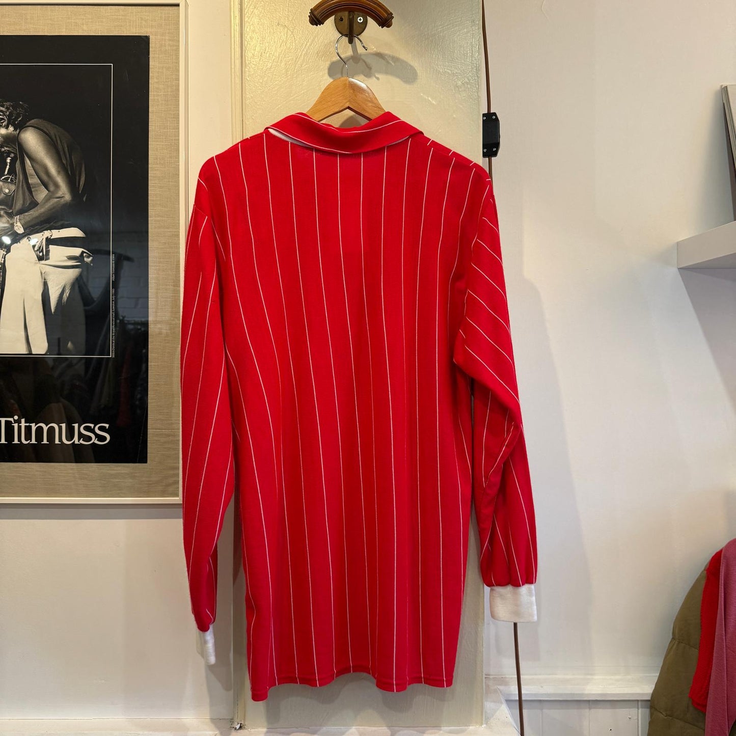 1980s Red Striped Football Template Top