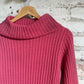 1960s Pink Wool Knitted Roll Neck Jumper