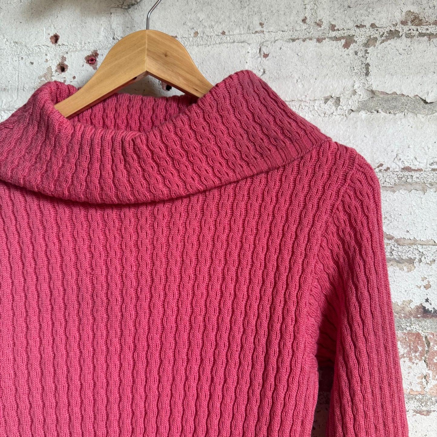 1960s Pink Wool Knitted Roll Neck Jumper