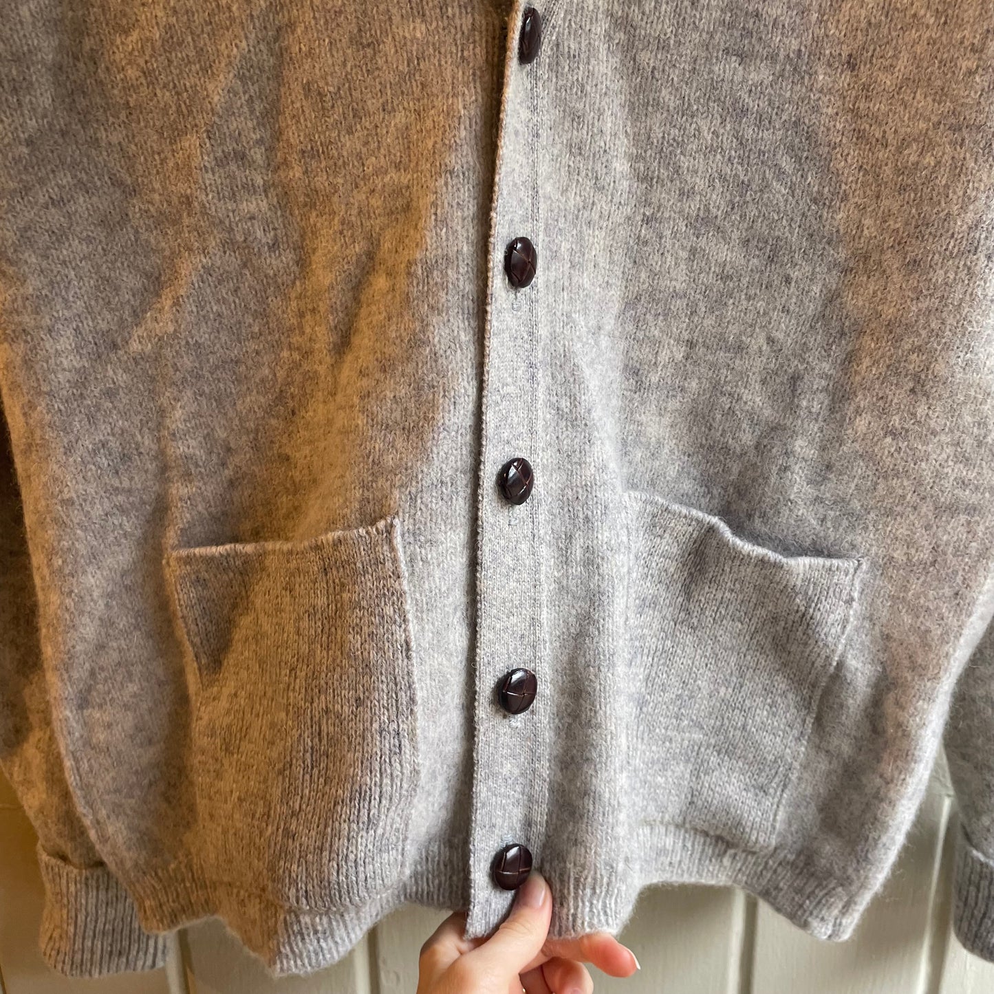 1960s Grey Wool Buttoned Knitted Cardigan