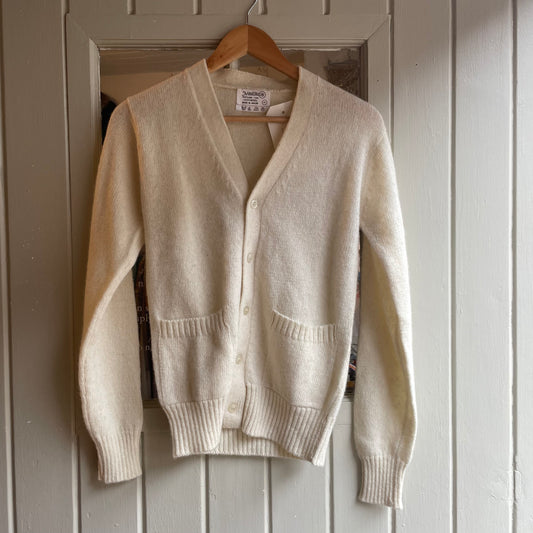1980s Off White Wool Knitted Cardigan