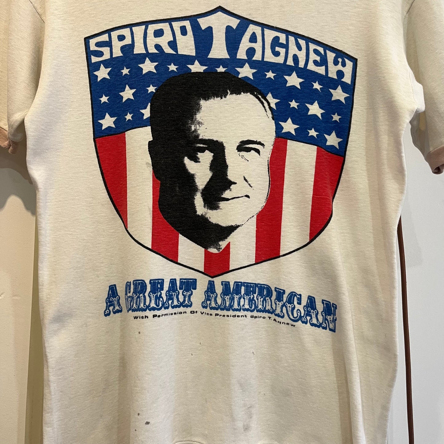 1960s White "Spiro Tagnew' Graphic American T-shirt