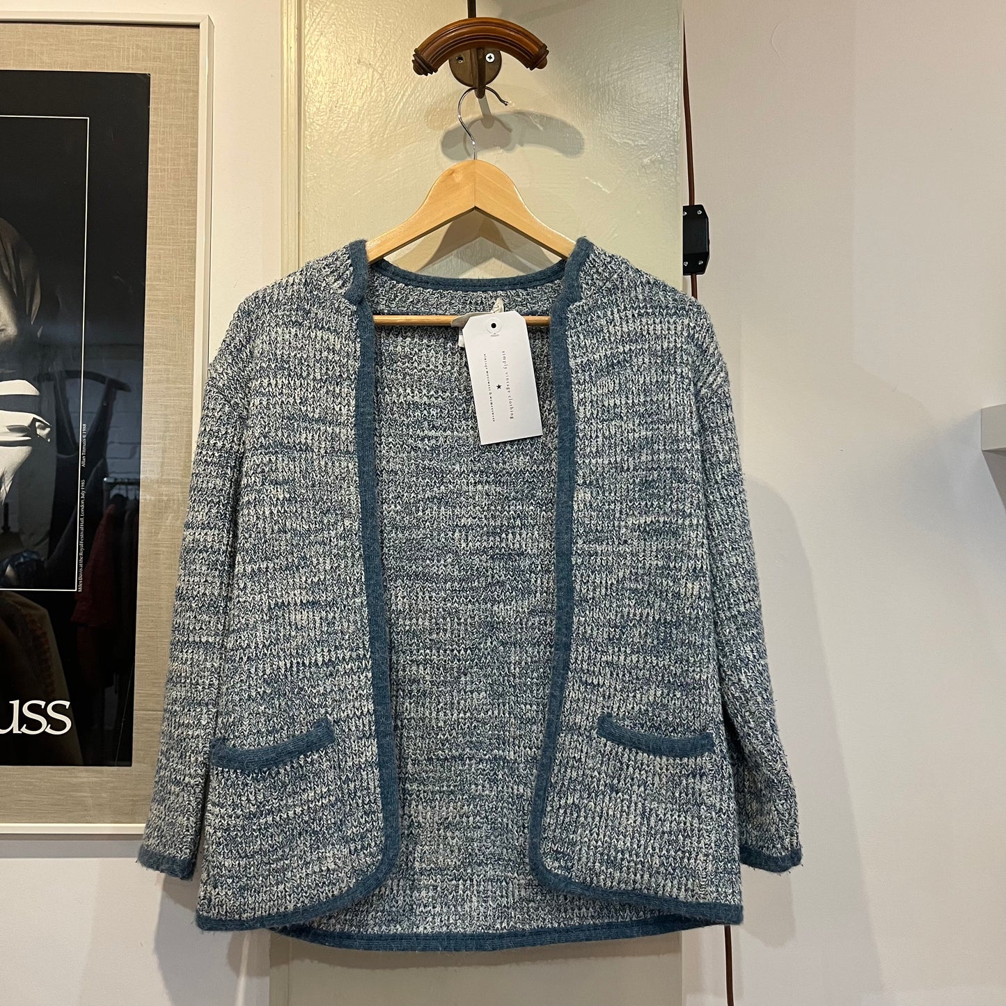 1970s Blue Womens Knitted Cardigan Jumper