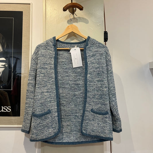 1970s Blue Womens Knitted Cardigan Jumper