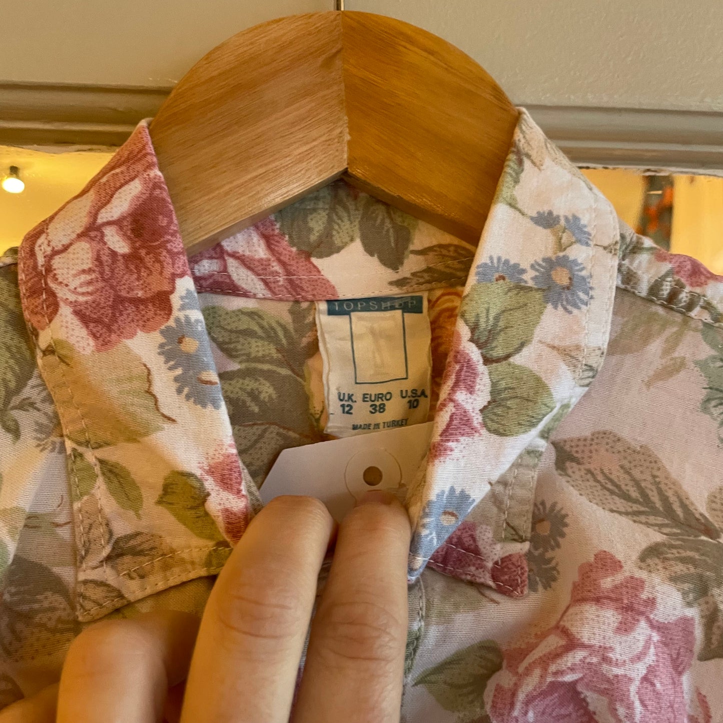 1980s Pink Floral Button Up Shirt Blouse