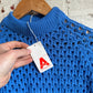1970s Blue Mesh Knitted Jumper