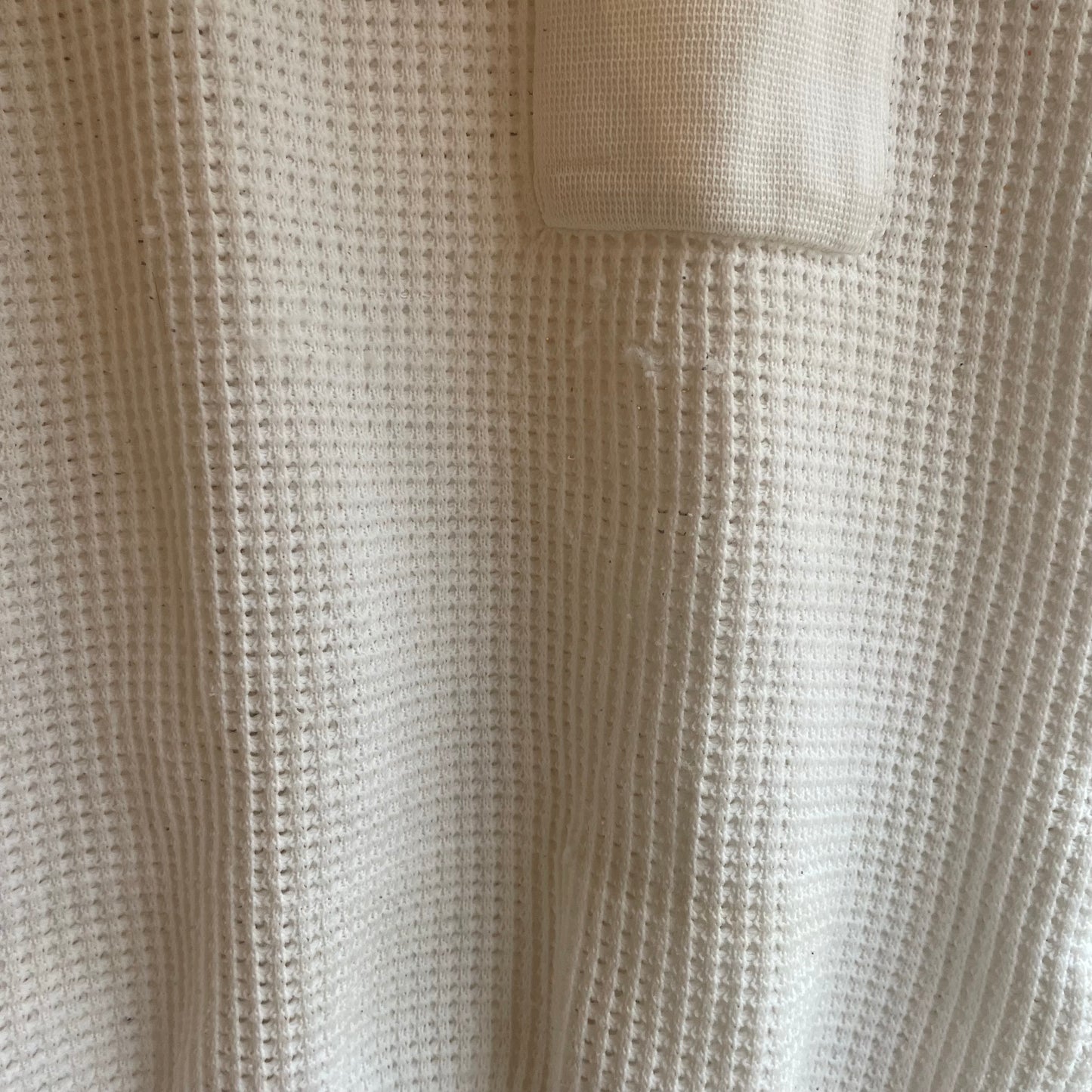 1970s White Netting Waffle Polo Shirt Top