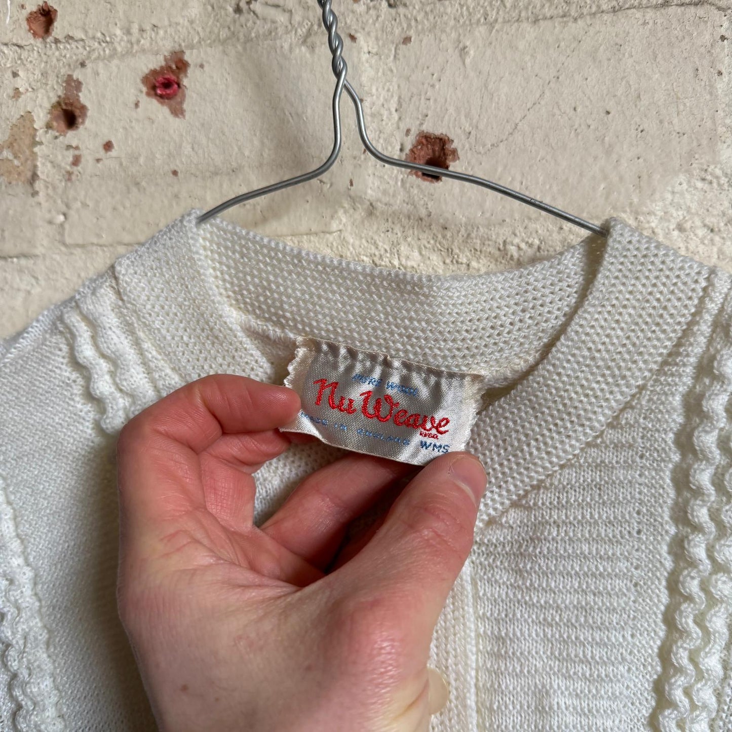1960s White Knitted Cardigan Jumper