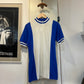 1970s White and Blue Cycling Zip Up Shirt