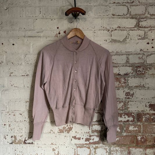 1950s Beige Wool Knitted Cardigan Jumper