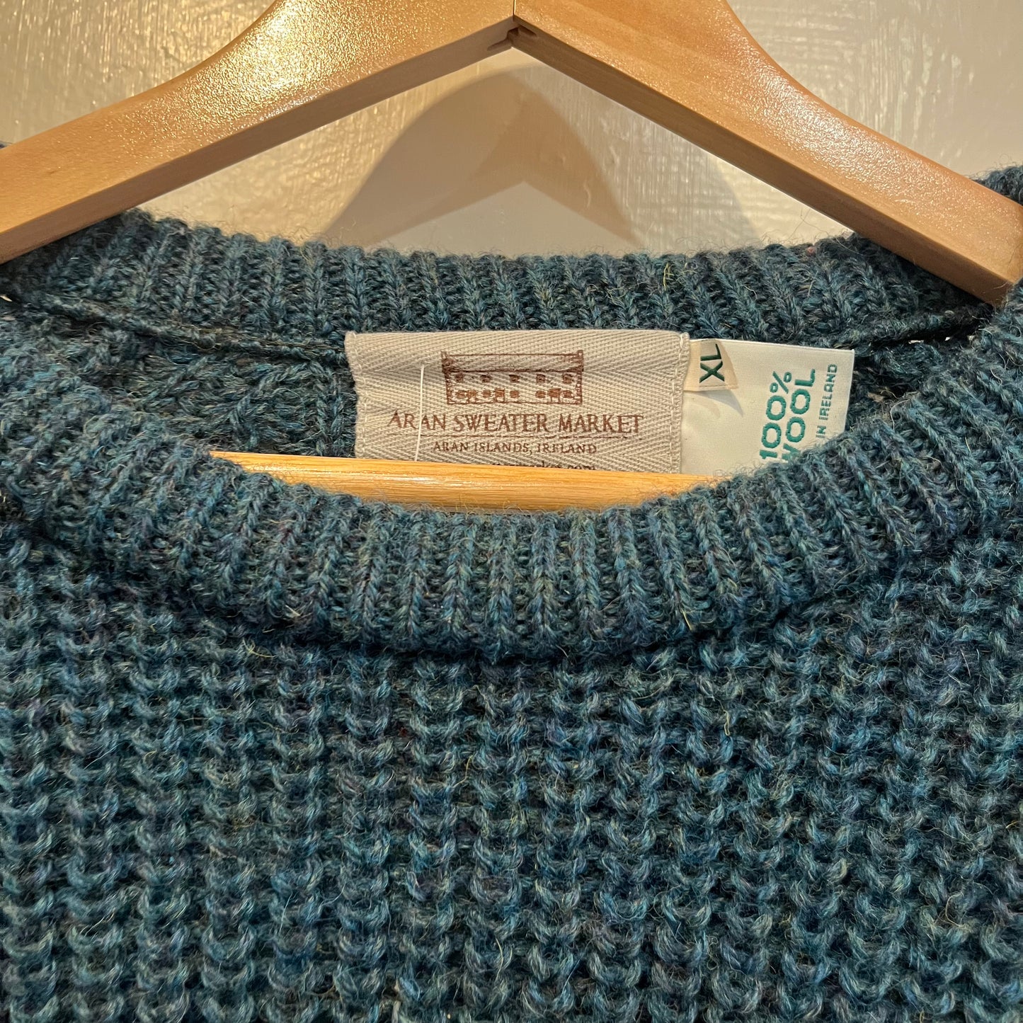1970s Green Irish Wool Knitted Jumper