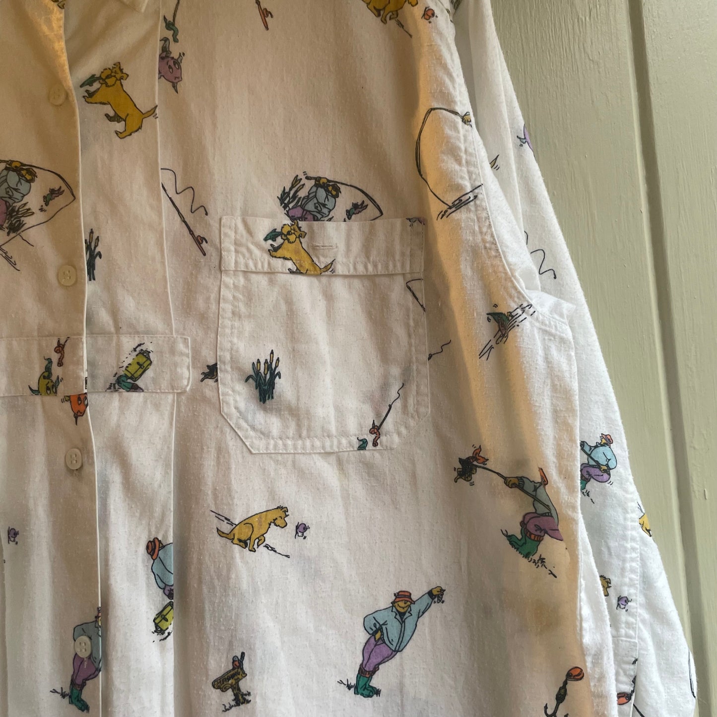 1990s White Graphic French Connection Button Shirt