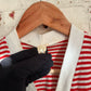 1970s Red Striped Cotton Button Cardigan Vest Top