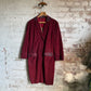 1970s Red Leather Suede Long Coat Jacket