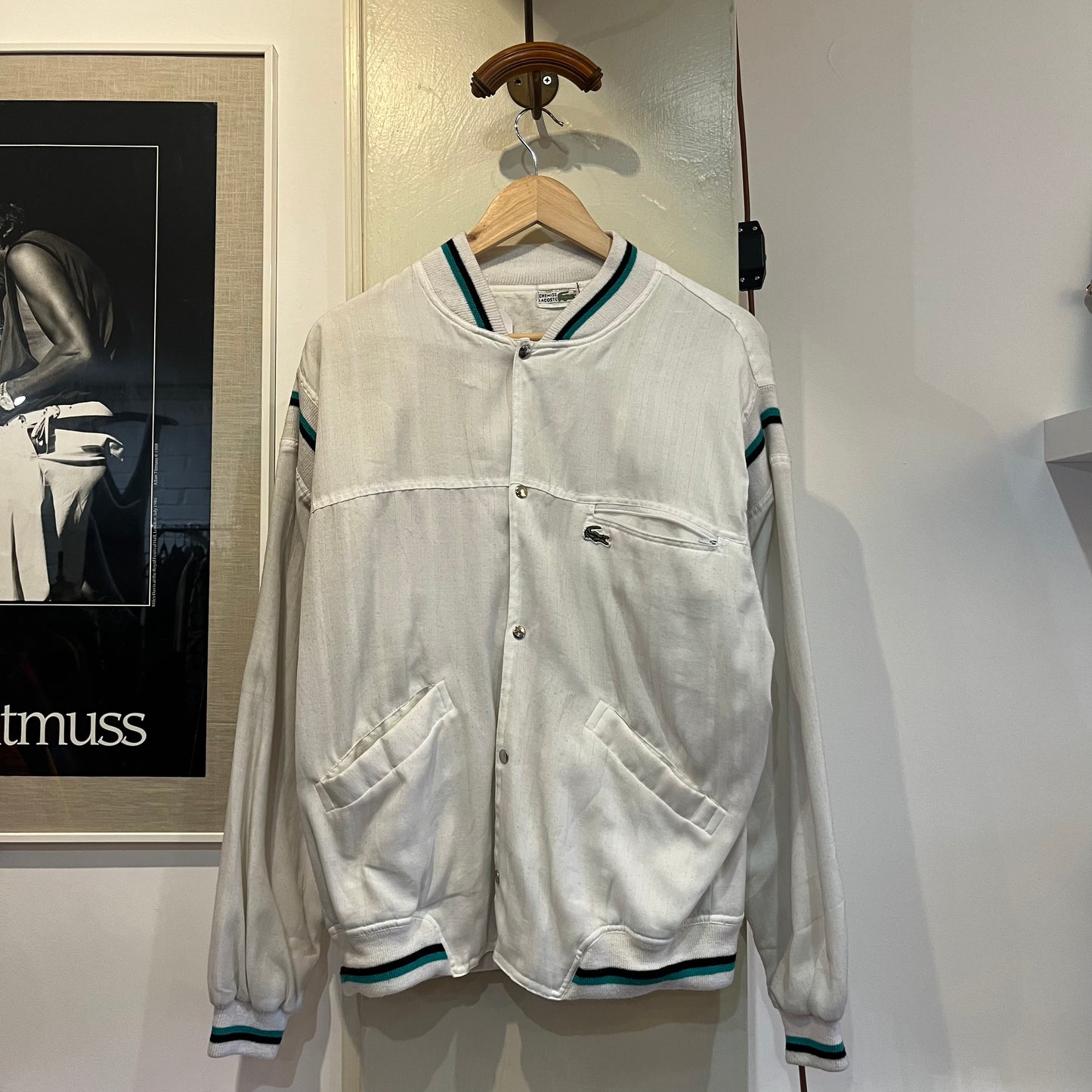 1980s White Lacoste Lightweight Bomber Jacket