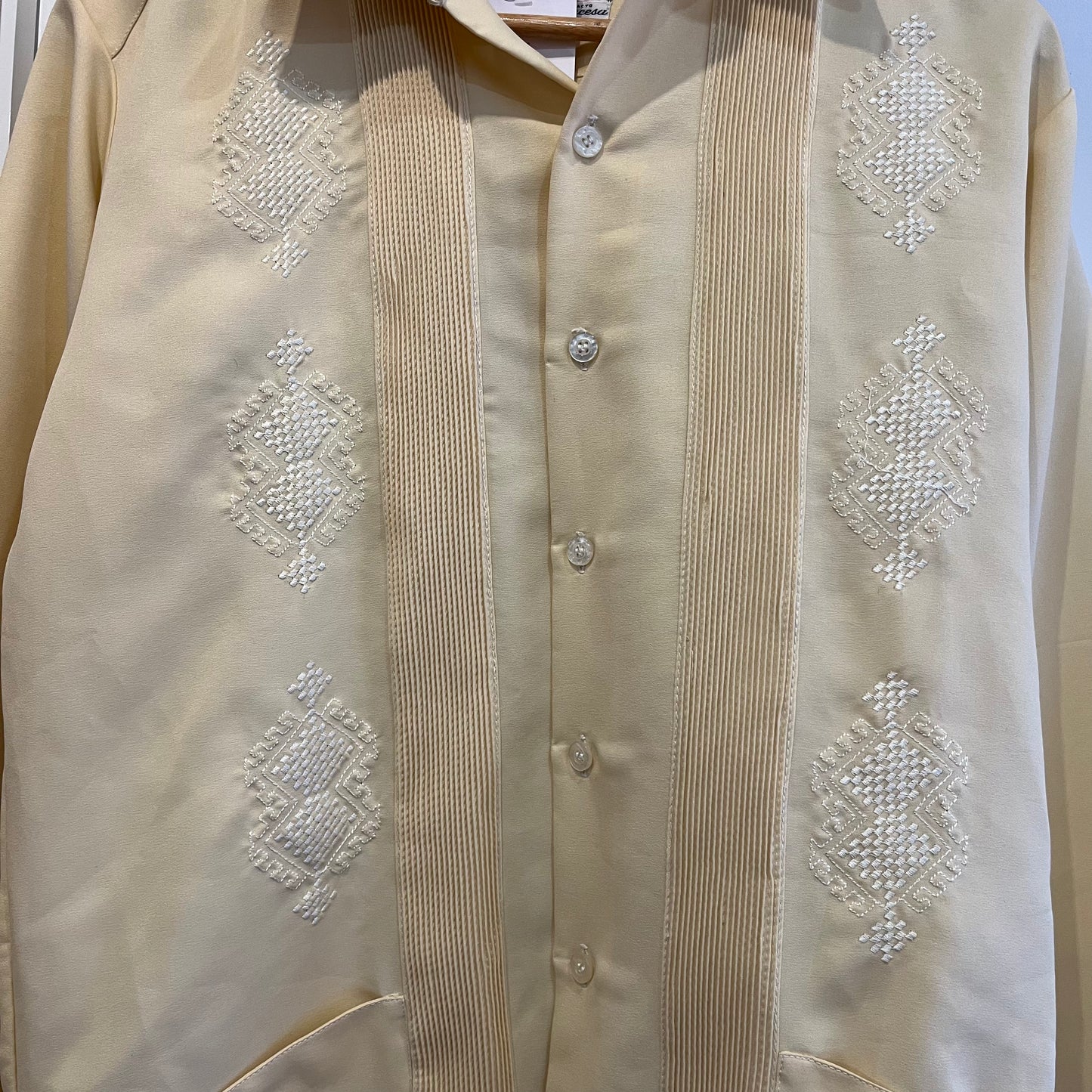 1970s Cream Embroidered Button Up Shirt