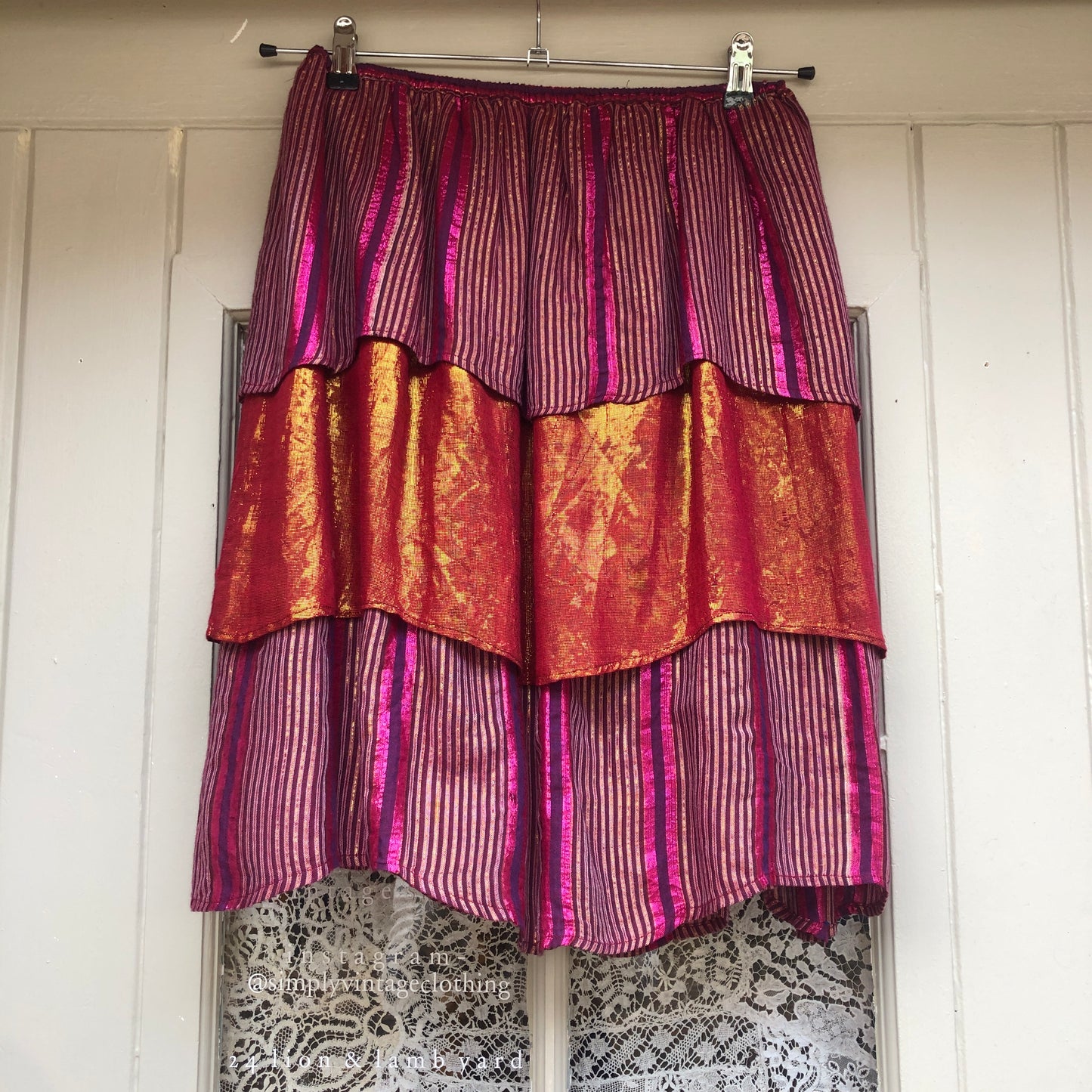 1980s Striped Indian Pink Skirt