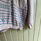 1980s Pink Stripe 1/4 Zip Detail Design Sweatshirt Jumper