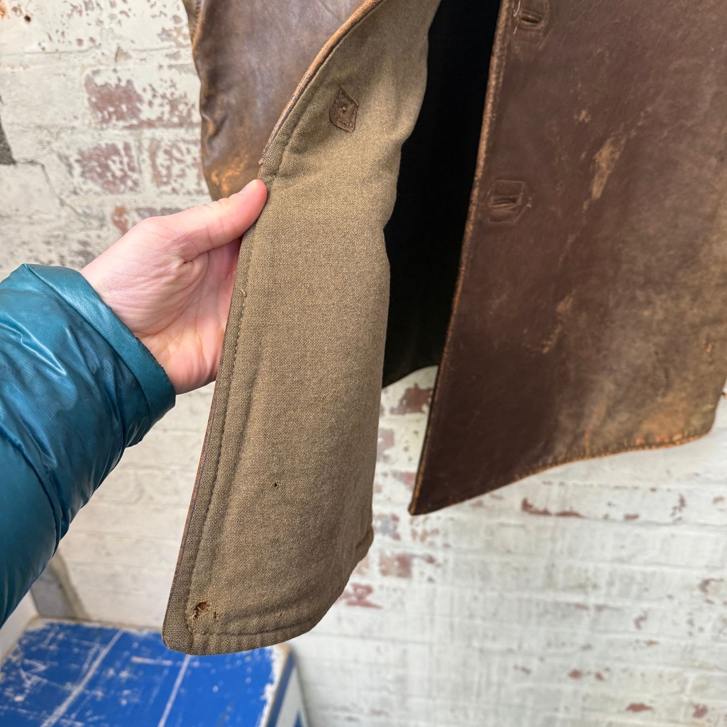 1940s British Military Leather Jerkin Gilet Jacket