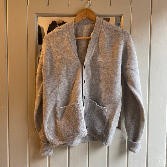 1960s Grey Wool Buttoned Knitted Cardigan