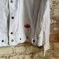1980s White Zip Cotton Carrera Design Jacket