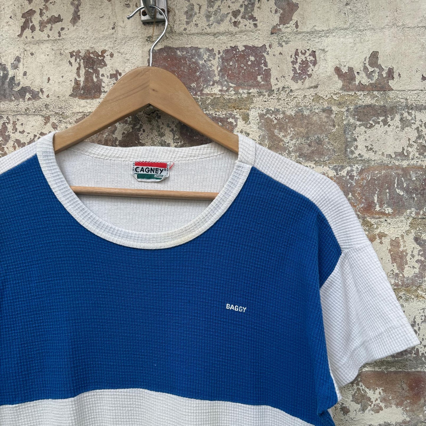 1970s Blue and White Waffle Cagney T-shirt