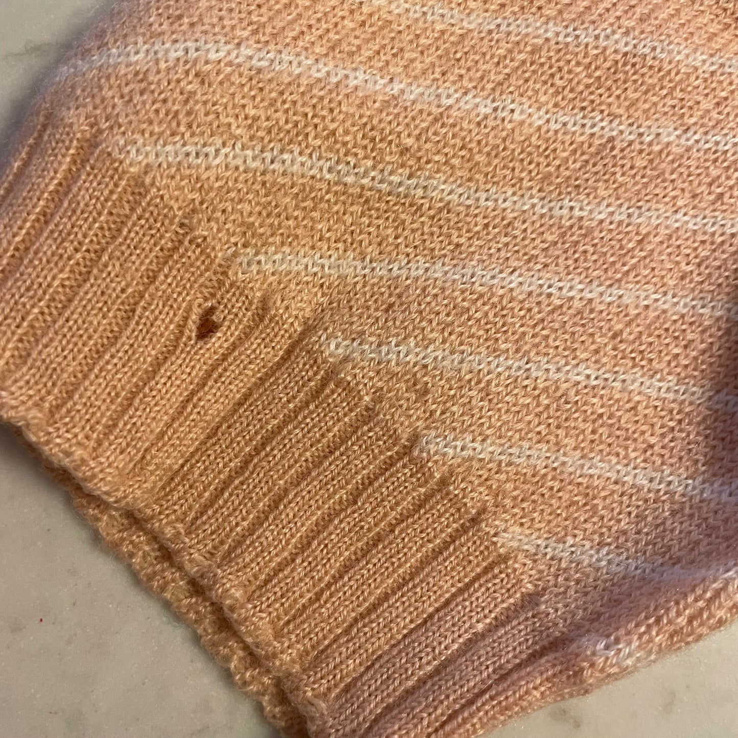 1960s Italian Peach Knitted Stripe Shirt Top