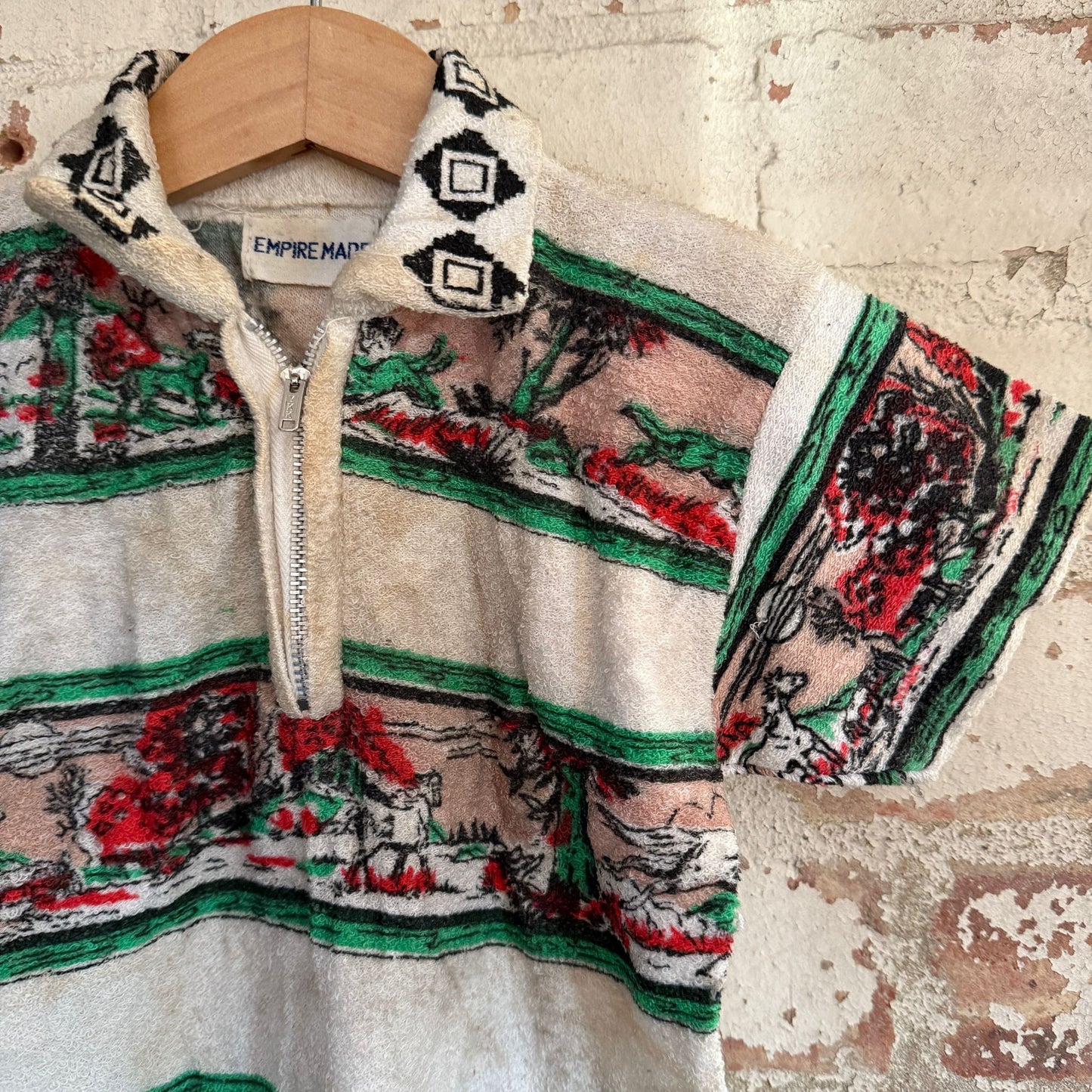 1960s Towelling Print Zip Shirt