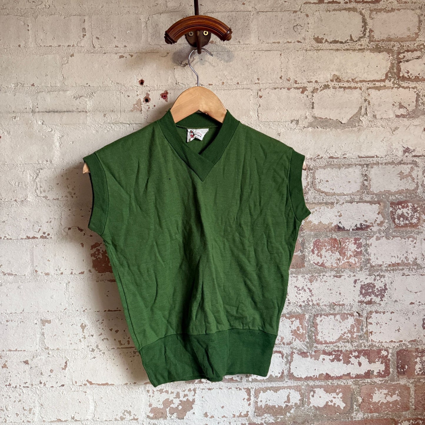 1950s Green Knitted Wool Tank Top Jumper