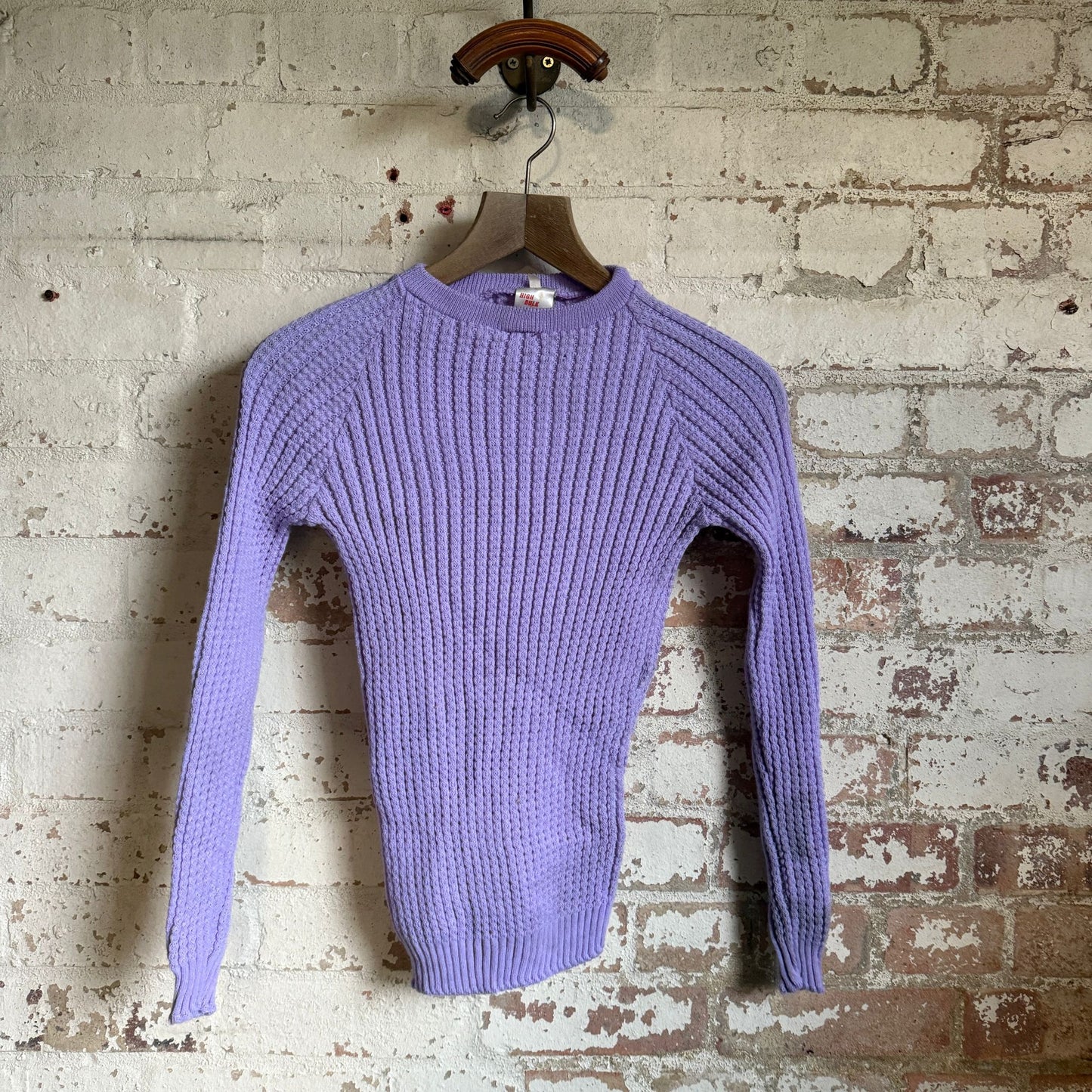 1970s Lilac Purple Knitted Cable Jumper